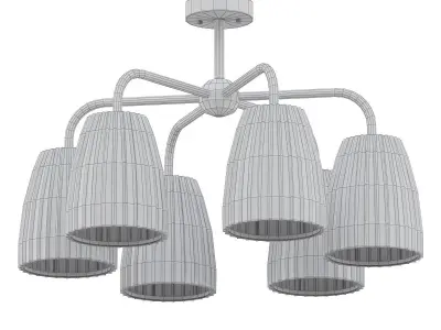 MONTCLAIR five light chandelier in brass with shades 3D model