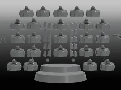 AUXILIARY SERVOCORES - ASSISTANT DROID SQUAD -IN PARTS- 28mm 3D print model