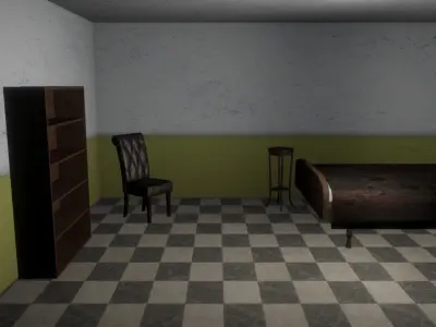 Horror room model for indie game Free low-poly 3D model