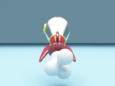 Cartoon rocket 3D model Textured