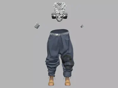 Full Female Rapper Outfit Low-poly 3D model