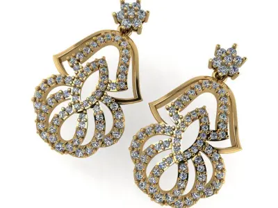 light Wight white gold diamond Earring-Nk-70ER 3D print model