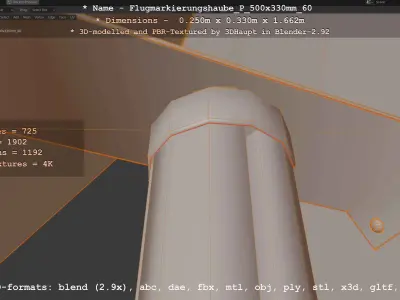 Flugmarkierungshaube mit Aluminiumpfosten 500x330mm 60 Low-poly 3D model