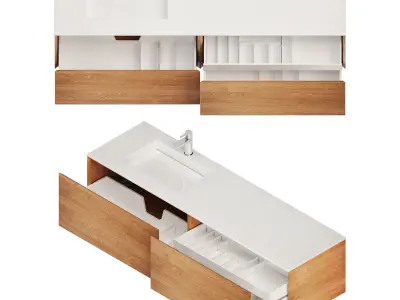 Arblu Lineo Vanity unit with doors 3D model