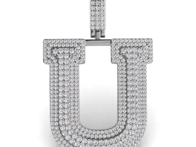 Alphabet Latter U Diamond Pendent 3D print model
