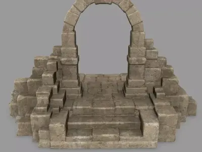 gate 3 stone archway Low-poly 3D model