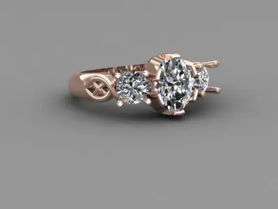 Rose Gold Women Diamond Ring 3D print model 3D print model 64