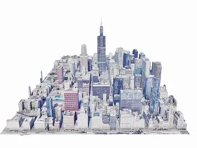 Willis Tower Low-poly 3D model