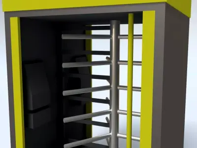 Construction Site Access Cabin   Turnstile Entry Low-poly 3D model