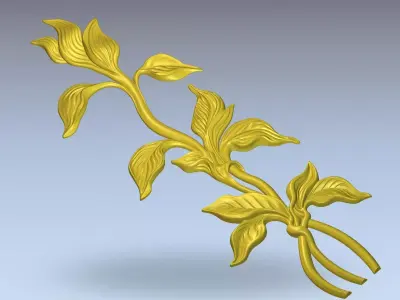 Organic Floral Bas-Relief  Wall Decor Set STL Mural CNC 394 3D model