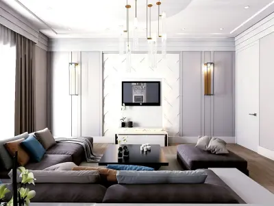 Living Hall Interior Scene Design 3D model