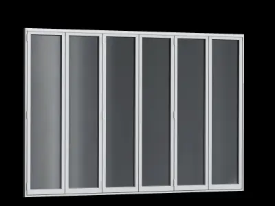 Window set sliding glass door 3D model