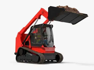  Skid Steer Loader with Operator and Soil Load Rigged for Maya 