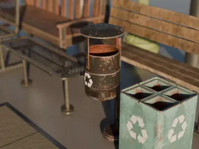 PBR Street Props Pack   Low-poly 3D model