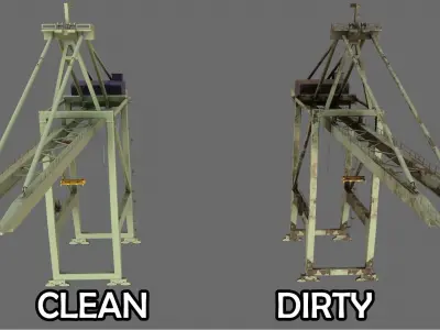 PBR Quayside Container Crane Version 1-  Green Light Low-poly 3D model