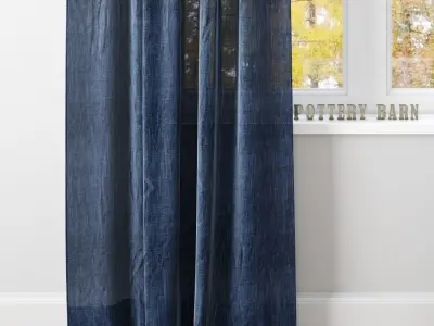 BELGIAN FLAX LINEN SHEER DRAPE-Pottery Barn 3D model