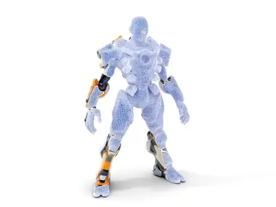 Futuristic Cyber Warrior Rigged and Animated Low-poly 3D model