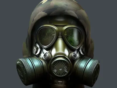 helmet Gas mask  3d model military combat Low-poly Low-poly 3D model
