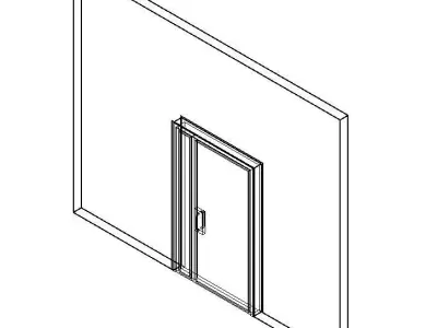 Glass Door Metal Frame Exterior Interior Furniture 3D model