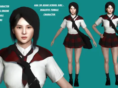 AAA 3D ASIAN SCHOOL GIRL - REALISTIC GAME READY CHARACTER