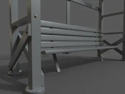 bench patio set low poly 3D model