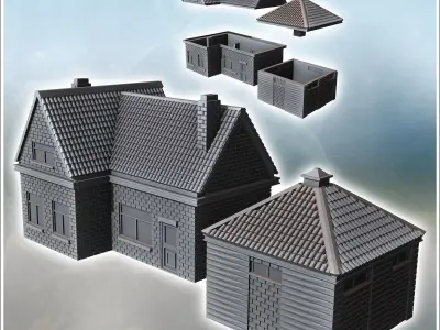 Set of two modern houses Veghel Netherlands - World War Two Seco 3D print model