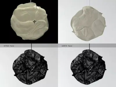 Cloud pendant light made of paper 3D model