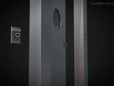 Laboratory Door - Double Single Metal Glass Low-poly 3D model