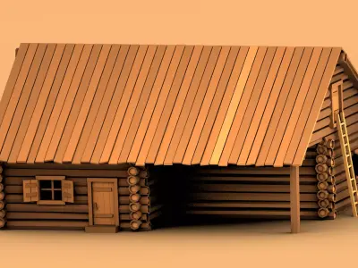 Wooden Log House Pack - Low Poly Stylized Asset Low-poly 3D model