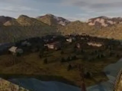 Low Poly AR VR Game ready destroyed village 3d model Low-poly 3D model