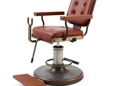 Vintage Rusty Barber Chair Low-poly 3D model