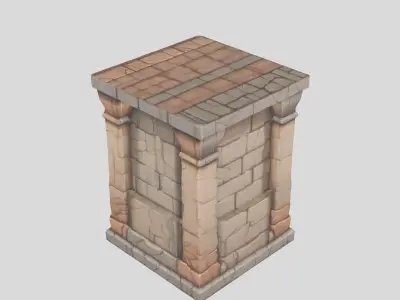 Stone Pillar Wall Block Low-poly 3D model
