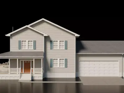 American Cottage House 10 Low-poly 3D model