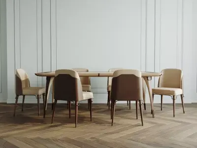 Melting Light table with chairs 3D model