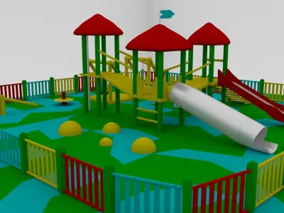 Simple Children Playground 01 Low-poly 3D model
