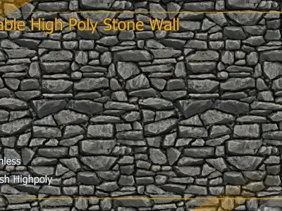 Tileable Stone Wall High Poly for Seamless Texture 3D model