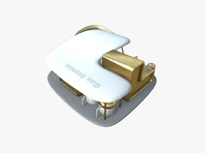SciFi Gas Station A11 Gold - Sci Fi Exterior Design Low-poly 3D model