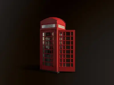 Telephone booth Low-poly 3D model 2