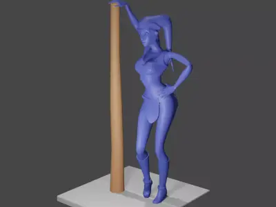 Beautiful Female Alien Leaning on a Pole 3D print model