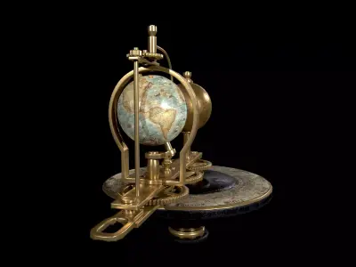 Antique Astronomical Orrery - Zodiac Dial - PBR Low Mid Poly Low-poly 3D model