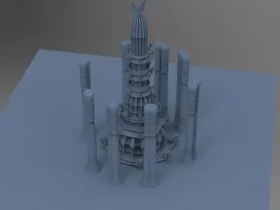 Mesopotamian ancient towers City ringed pillars   3D model