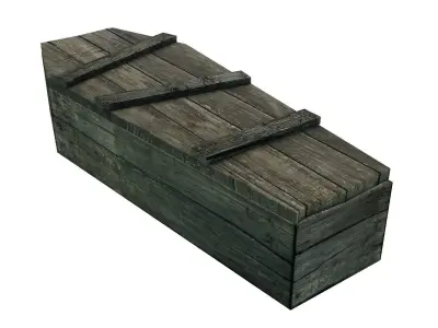 Low Poly Old Rustic Coffin With PBR Materials Low-poly 3D model
