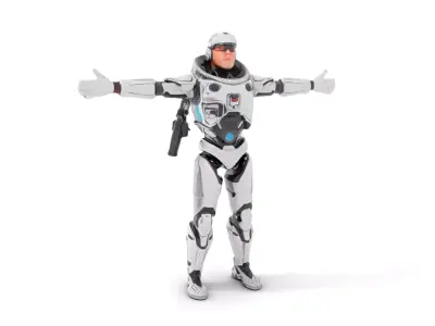 Silver Cyber Armor model pack Low-poly 3D model