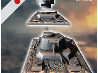 Japanese Type 97 Chi-Ha Kai semi-buried tank 5 - World War Two S 3D print model