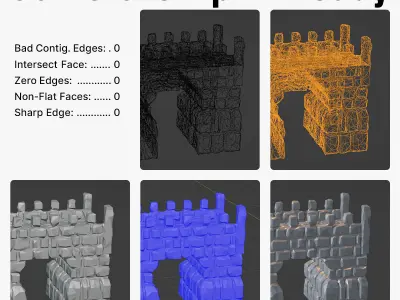 Stone bridge and paving stone road or square medieval collection 3D Model Pack