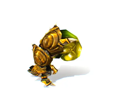 Animated Green Flea Monster Bug Low-poly 3D model