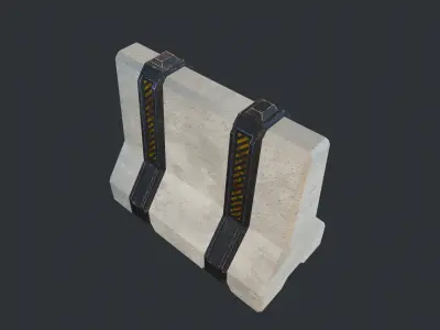 Scifi Concrete Barrier Low-poly 3D model