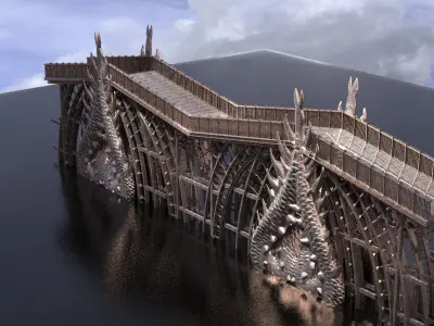 Dark Epic Fantasy Patterned Drake Bridge 3D model
