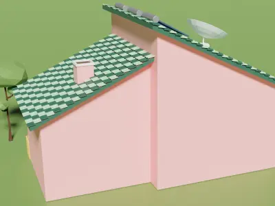 Cartoon house Low-poly 3D model