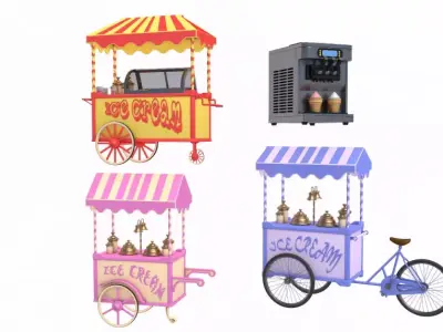 Ice Cream Carts Collection 3D model